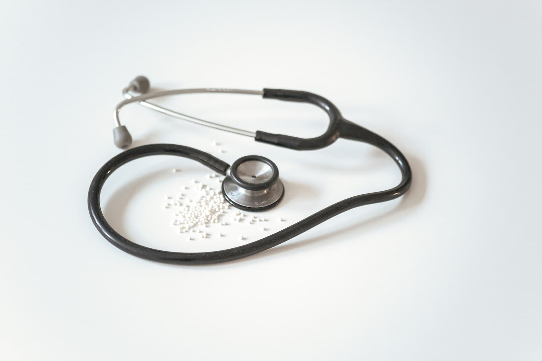Stethoscope on a clean white table
